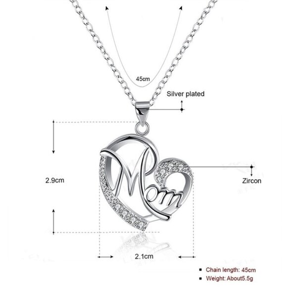 Mom Heart Shape Pendant Necklace - Picture 4 of 5